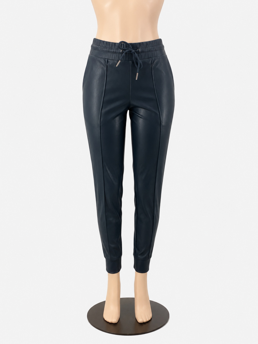 G by Giuliana Black Label Faux Leather Ponte Knit Jogger Pants Navy XXS